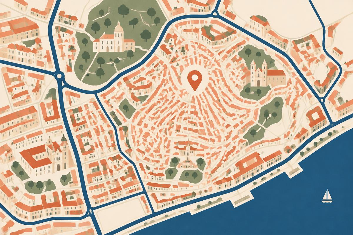 Mapa ilustrado da Graça com a localização da oficina em Rua da Graça 112, 1170-168 Lisboa